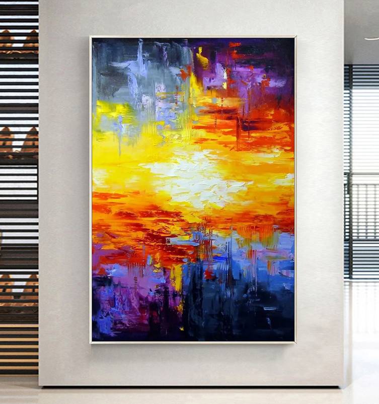 Purple Handmade Original Scenic Contemporary Abstract Canvas Wall Art 215OX